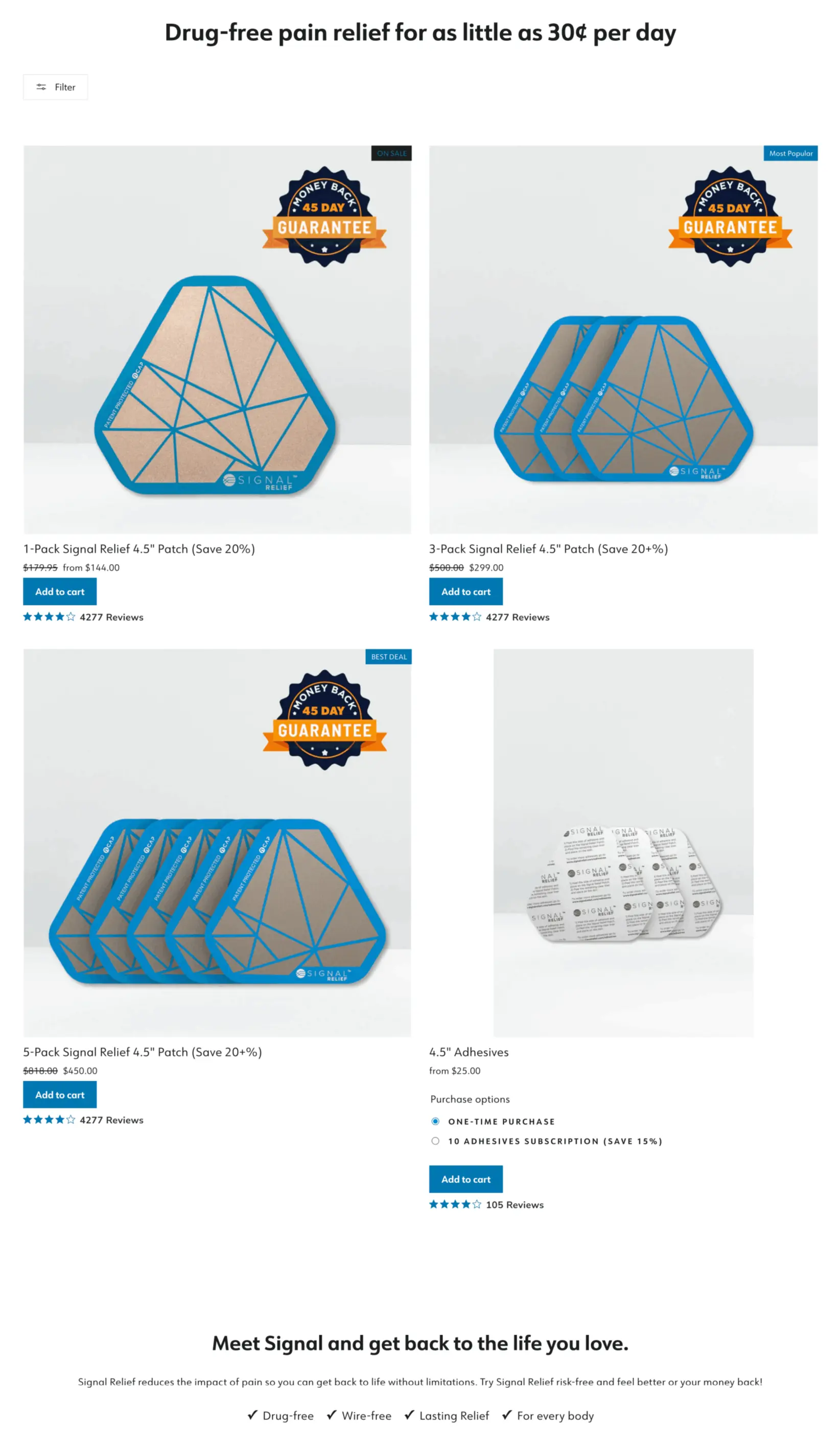 Signal Relief checkout page